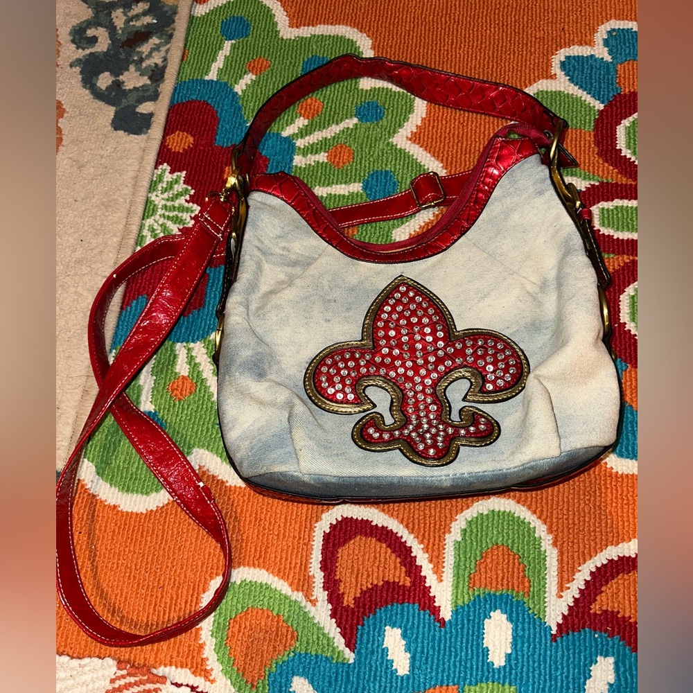 Stylish Red and Cream Handbag